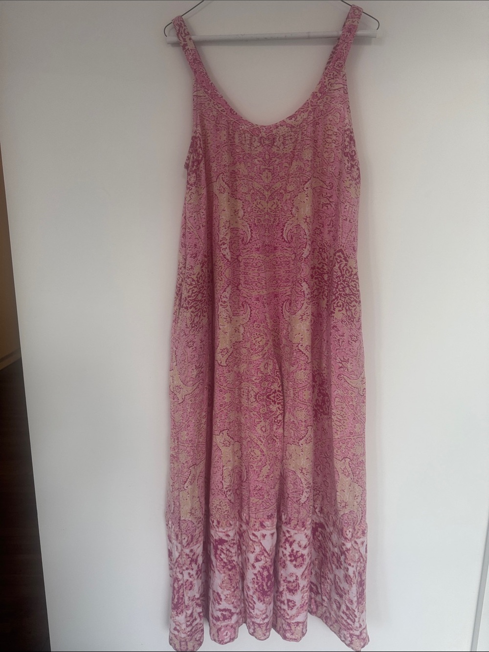 Free People Pink Paisley Maxi Jumpsuit